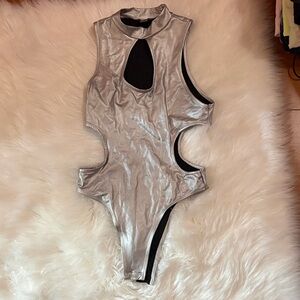 Women's Silver Cutout Bodysuit